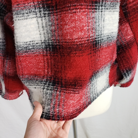 Zara Women's Wool Blend Plaid Check Oversized Sweater Top Sz Small - Picture 6 of 8